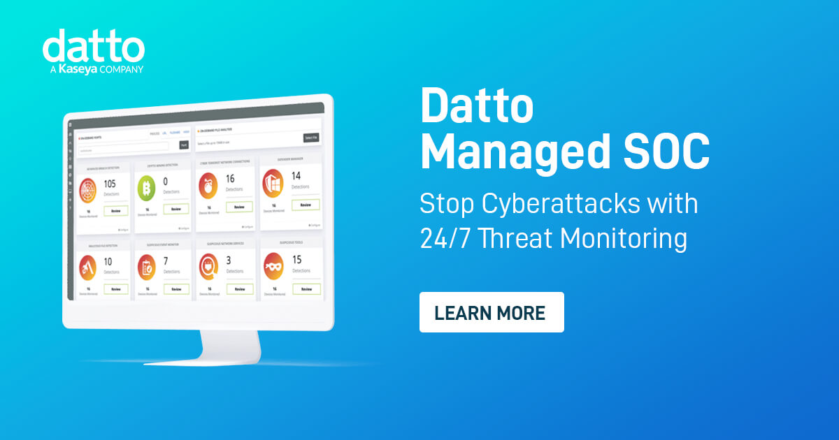 Managed Soc For Msps Datto Security Operation Center